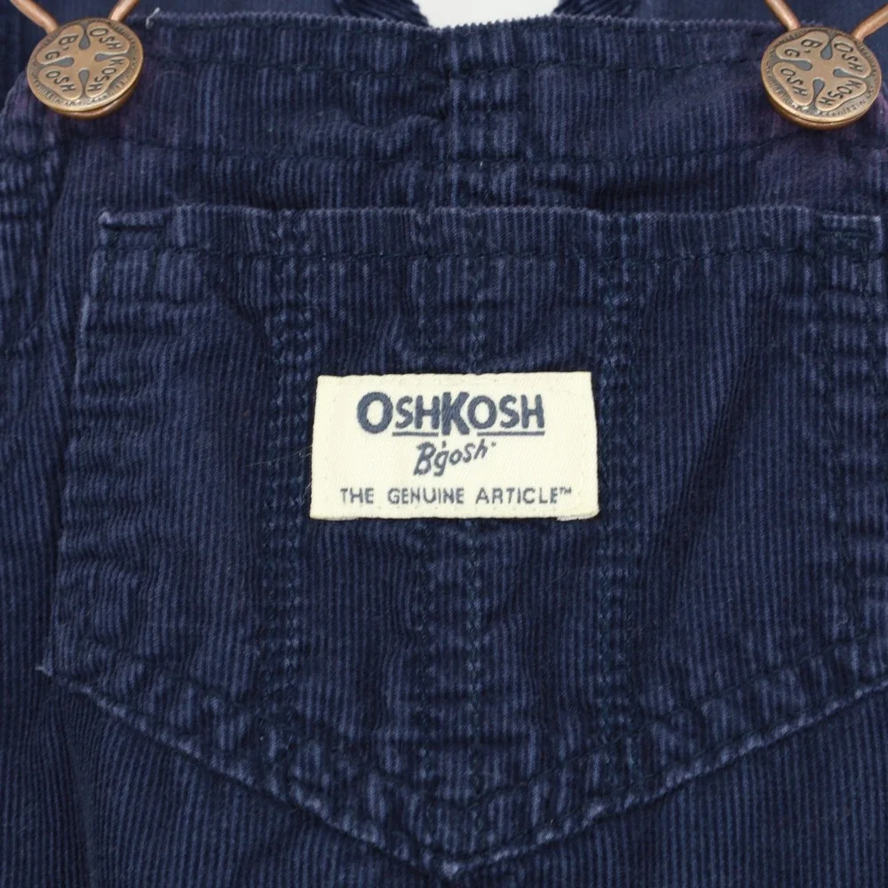 OshKosh Bgosh Toddler Navy Blue Corduroy‎ Vestbak Overalls Size 3T Flower Accent